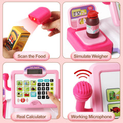 Baodlon pink electronic scale for comparing item weights in pretend store