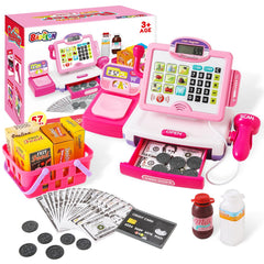 Baodlon pink grocery basket for organized pretend shopping