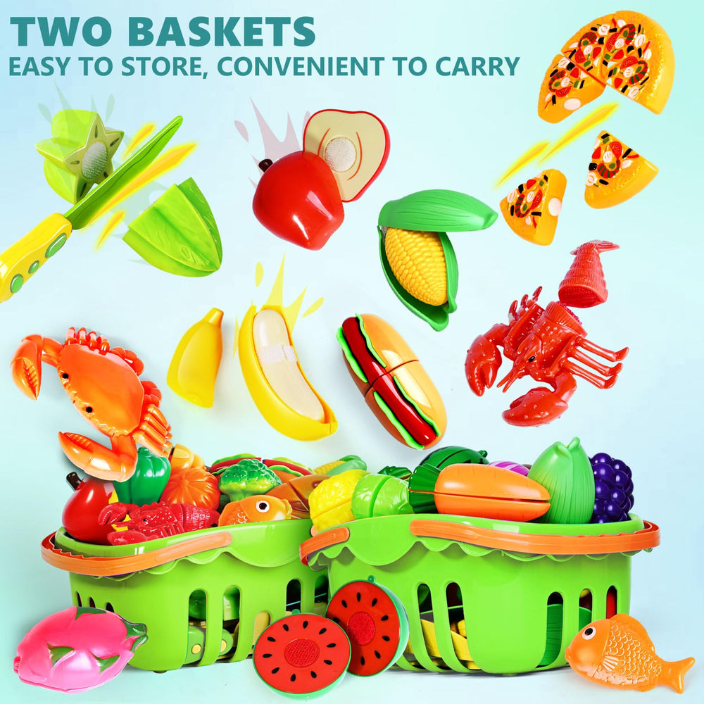 BAODLON plates and cut food pieces for assembling pretend meals.