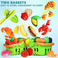 BAODLON plates and cut food pieces for assembling pretend meals.