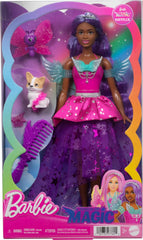 Barbie A Touch of Magic dress details highlight shimmer and star accents.