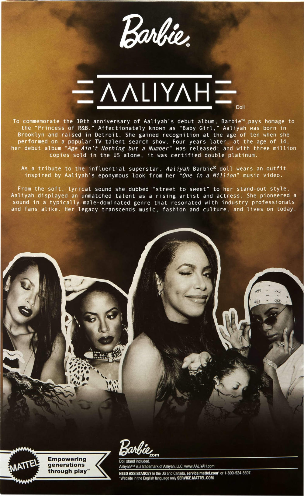 Barbie Aaliyah doll with certificate and stand for gift-ready presentation