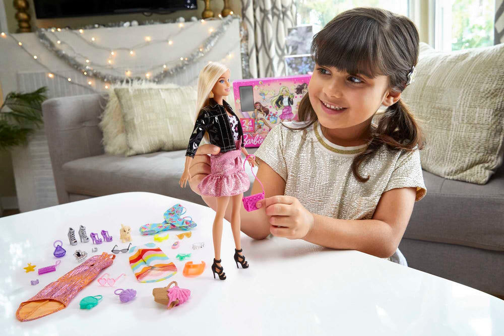 Barbie Advent Calendar day-to-night fashion outfits for storytelling