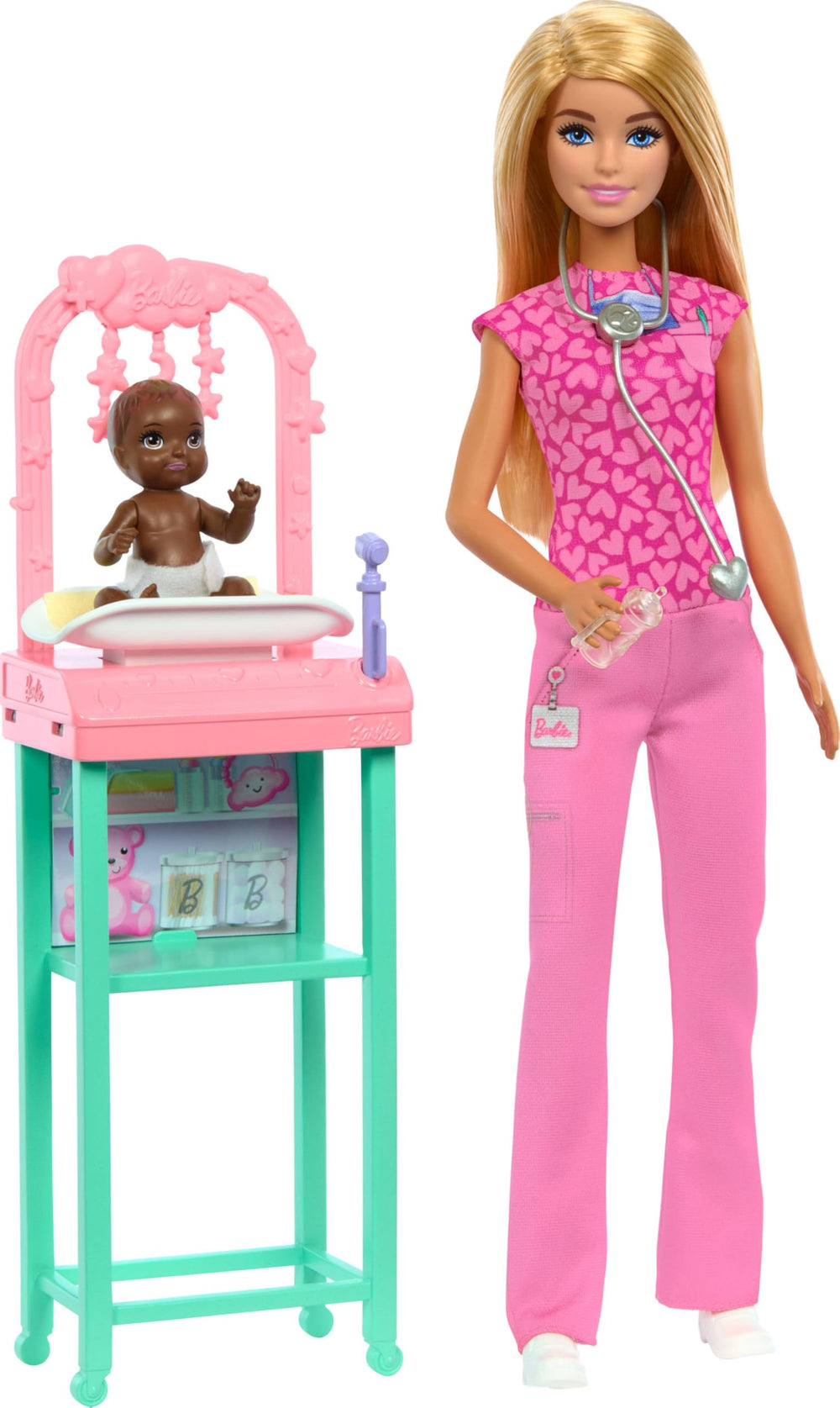 Barbie Baby Doctor stethoscope close‑up for nurturing pretend checkups