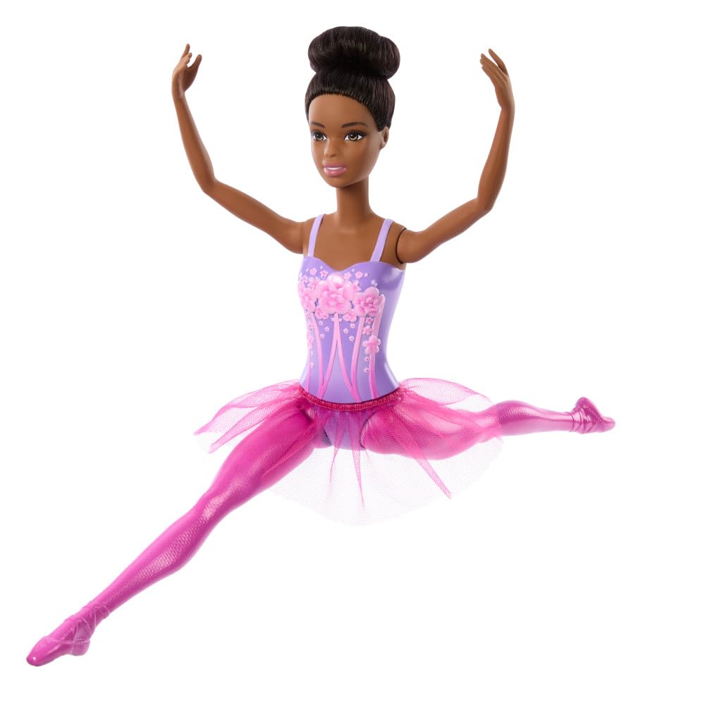 Barbie ballerina doll with top-knot bun, ideal for rehearsal and leading role prep.