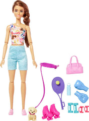 Barbie brunette doll wearing workout look for energetic pretend workouts