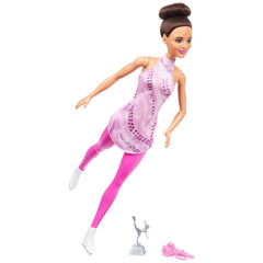 Barbie Careers figure-skater in pink outfit ready for rehearsal and playtime.