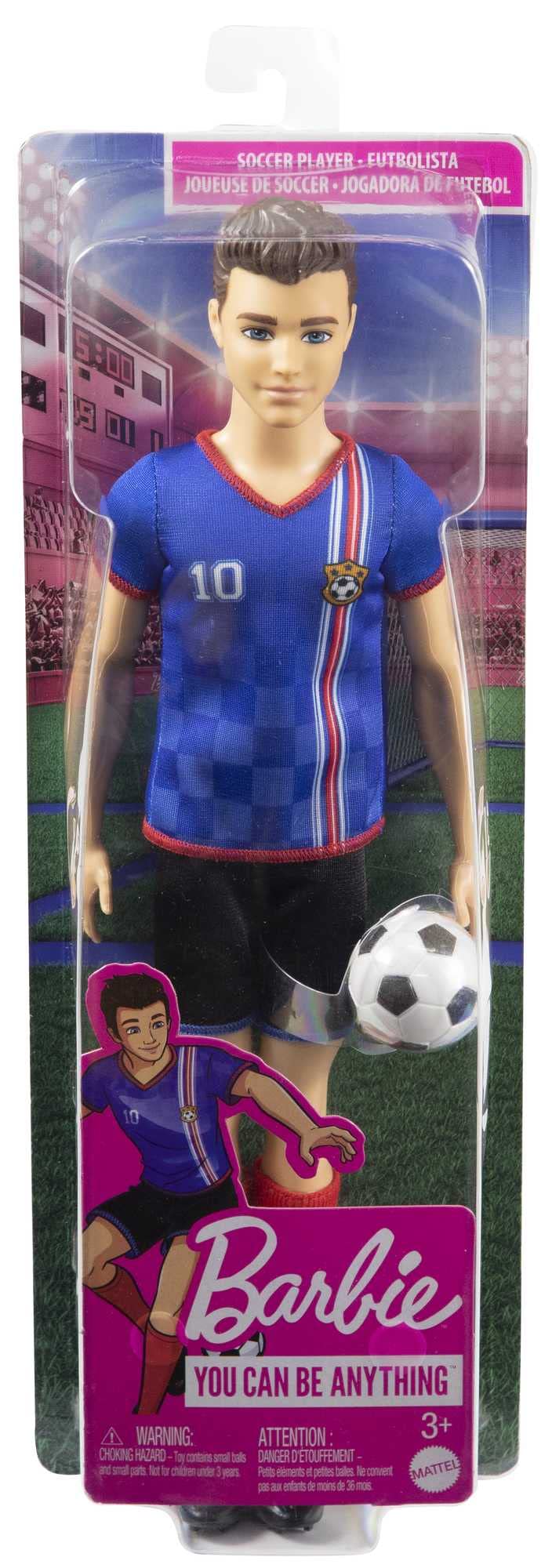 Packaged Barbie Ken soccer doll with accessories for playtime