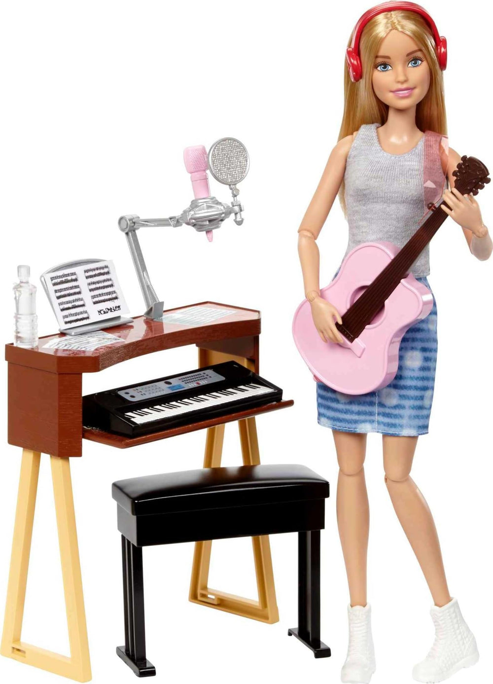Barbie Careers Playset guitar with detachable strap for practice or performance