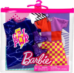 Barbie cat-eye sunglasses and purple boots complete a chic look.