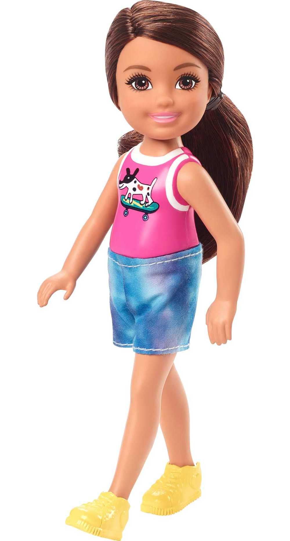 Barbie Chelsea doll with unicorn graphic molded top inspires imaginative play.
