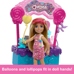 Barbie Chelsea doll in pink visor dress ready for booth duty.