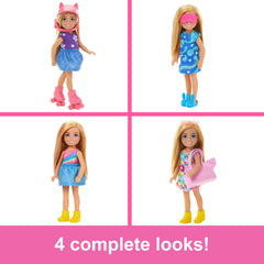 Barbie Chelsea four looks ready for imaginative daily styling.