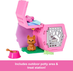 Barbie Chelsea puppy carrier folded for compact storage.