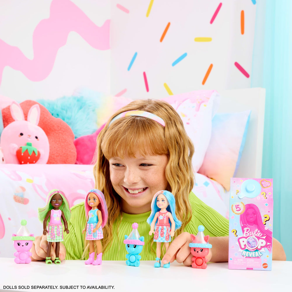 Barbie Chelsea scented doll emerges from a milk-box unboxing moment