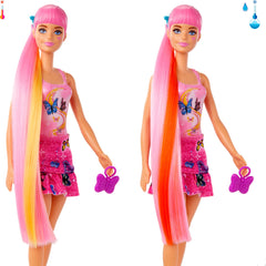 Barbie Color Change Ponytail responds to warm and icy water for color shifts.
