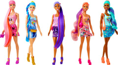 Barbie Color Reveal Denim Series varies in color and decoration for unique display.