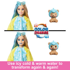 Barbie Cutie Reveal doll with reversible fleece jacket for cozy outfit changes