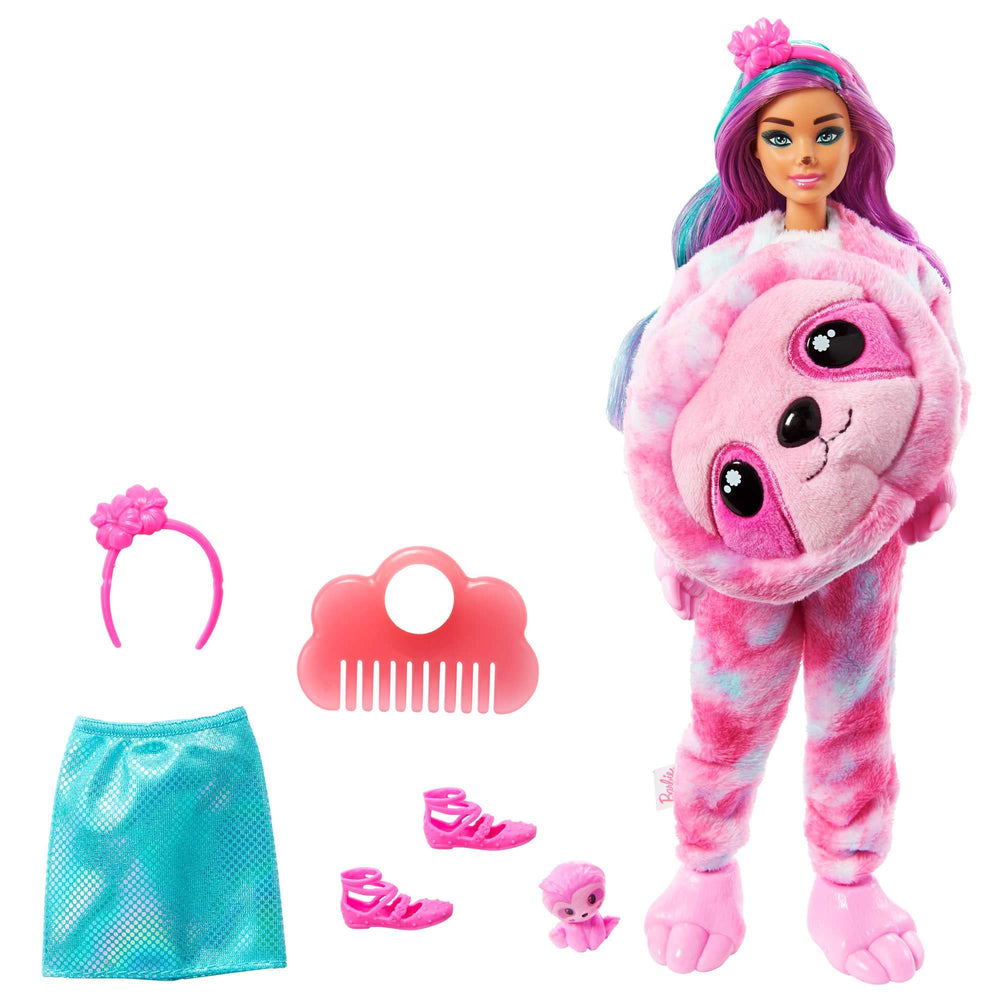 Barbie Cutie Reveal doll in floral sloth costume ready for imaginative play