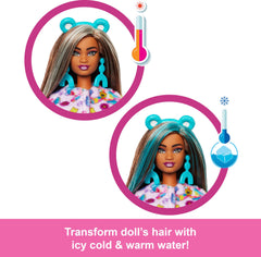 Barbie Cutie Reveal plush top reverses to fleece jacket, with a bed for the mini bear.