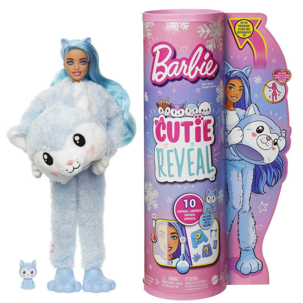 Barbie Cutie Reveal box shows 10 surprises for an exciting unboxing.