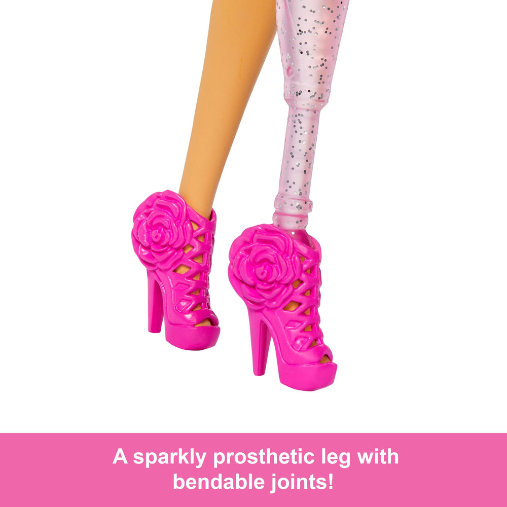 Barbie Deluxe Style Doll #2 glittery prosthetic leg adds modern flair