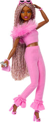 Barbie Deluxe Style doll with pink-braided hair for imaginative fashion play.