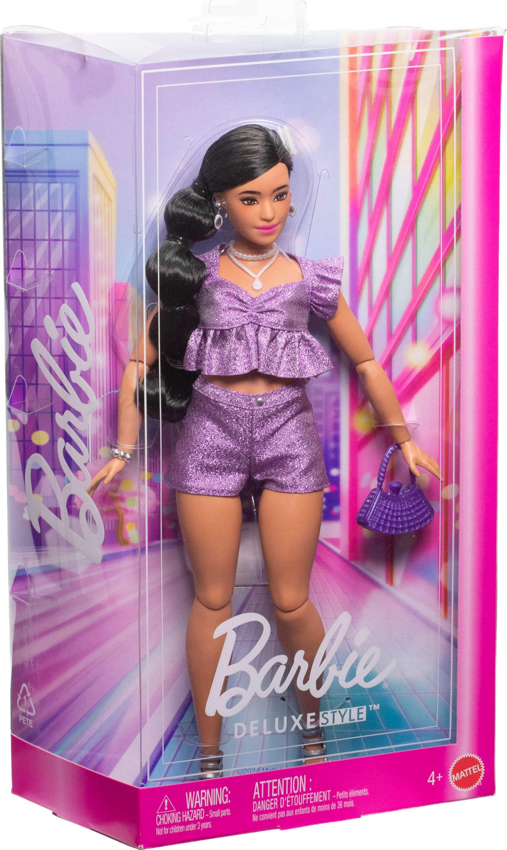 Barbie Deluxe Style Doll bendable joints enable dynamic poses and display.