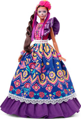 Barbie Día De Muertos doll with calavera face paint, ideal for display and gifting.