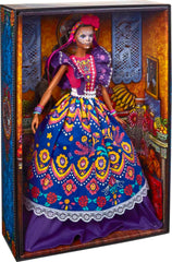 Barbie Día De Muertos vibrant flower crown with ribbons, eye-catching on shelves.