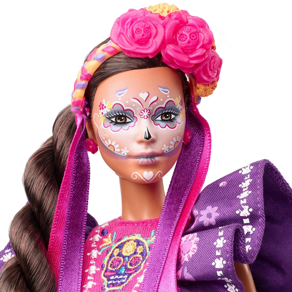 Barbie Día De Muertos original packaging illustration, perfect for gifting display.
