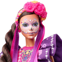 Barbie Día De Muertos original packaging illustration, perfect for gifting display.