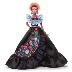 Barbie Dia de Muertos sugar skull heart earrings add festive detail.