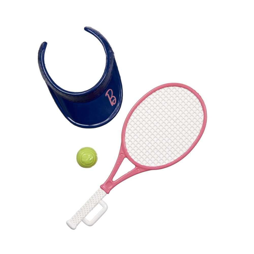 Barbie doll packaging display featuring career tennis set.
