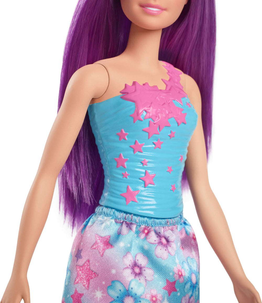 Barbie and unicorn in an enchanted landscape encouraging storytelling.