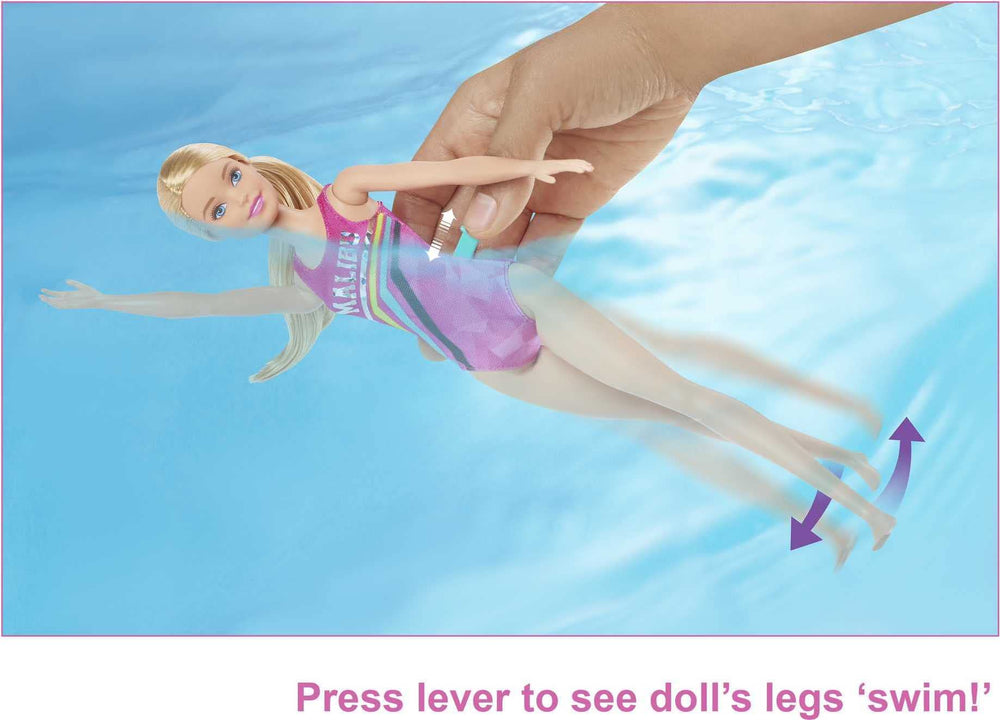 Barbie Dreamhouse Adventures puppy on the diving board adds flip-action play.