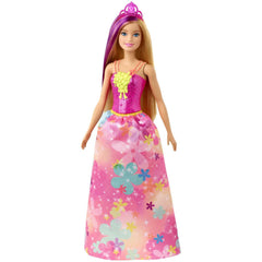 Barbie Dreamtopia royal doll with pink bodice inspires imaginative play.