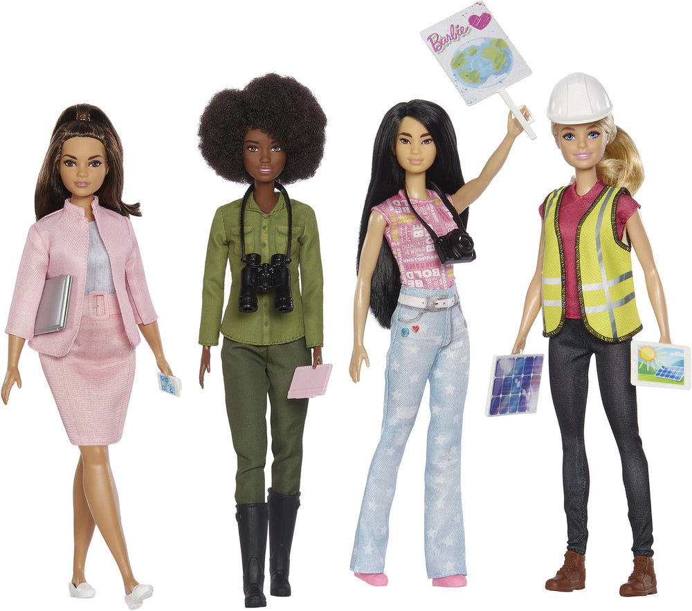 Barbie Eco-Leadership Chief Sustainability Officer with laptop and phone modeling responsible decisions.