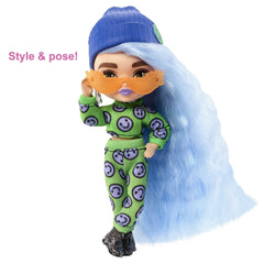 Barbie Extra Minis doll wearing 2-piece sweatsuit with smiley print for playful stories