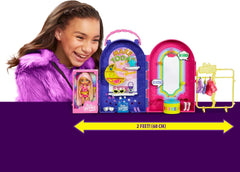 Exclusive Barbie Extra Minis doll in pink faux-fur coat inspires imaginative styling sessions.
