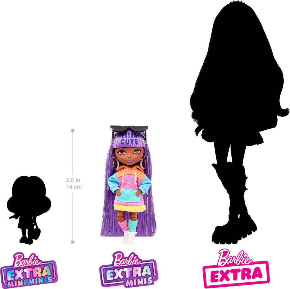 Barbie Extra Minis with purple clutch and furry shrug sparks stylish storytelling.