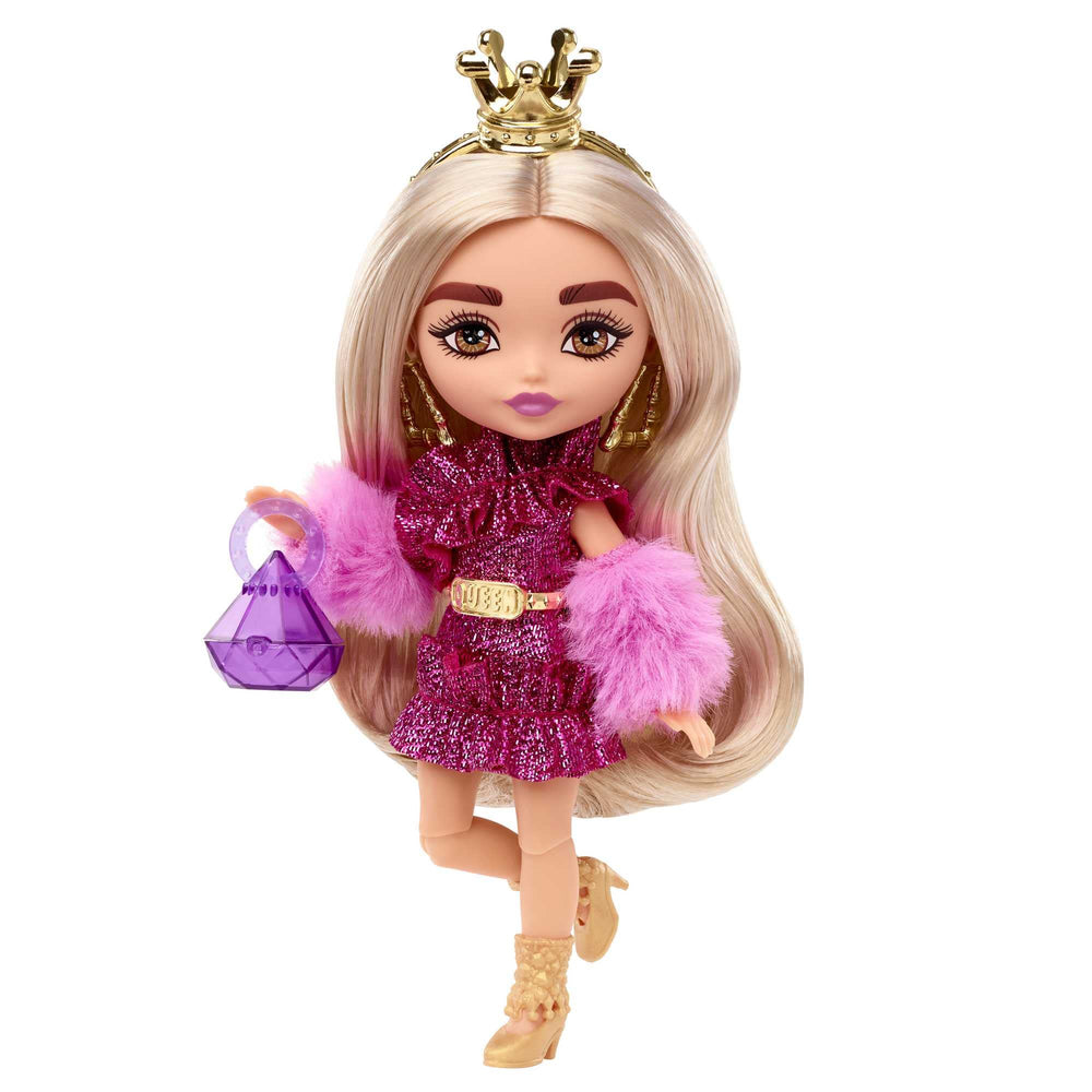 Barbie Extra Minis gem-encrusted shoes add sparkling detail for dress-up.