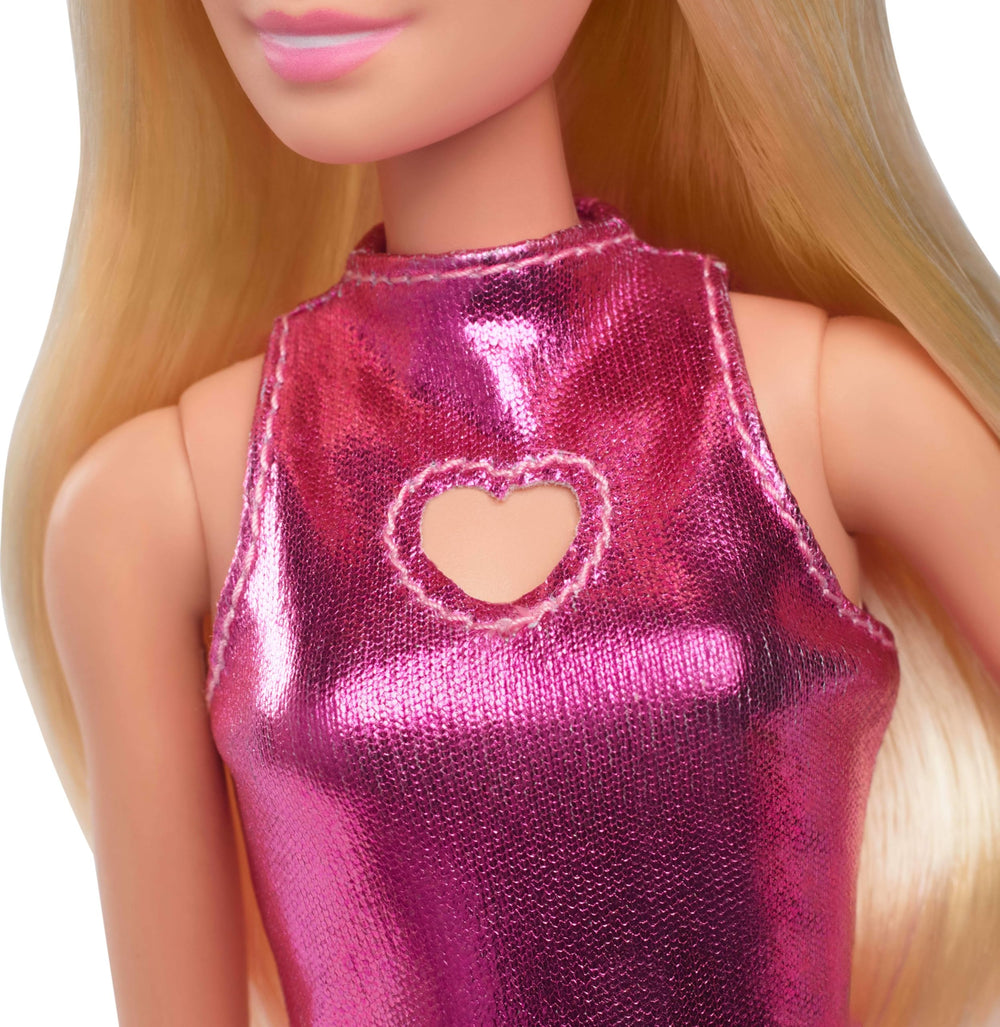 Barbie Fashionistas 230 pink platform heels enhance dress-up outfits for adventures.