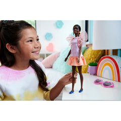 Barbie Fashionistas #216 blue heels and geometric earrings add stylish detail