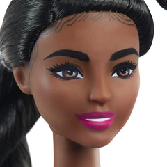 Barbie Fashionistas doll in blue star-print dress sparks creative dress-up storytelling.