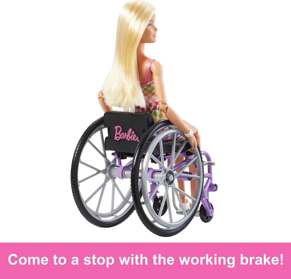 Barbie Fashionistas doll in rainbow romper for bright mix-and-match styling options.