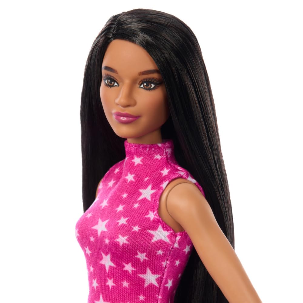 Barbie Fashionistas iridescent skirt with a ruffle adds shimmer for eye‑catching play.