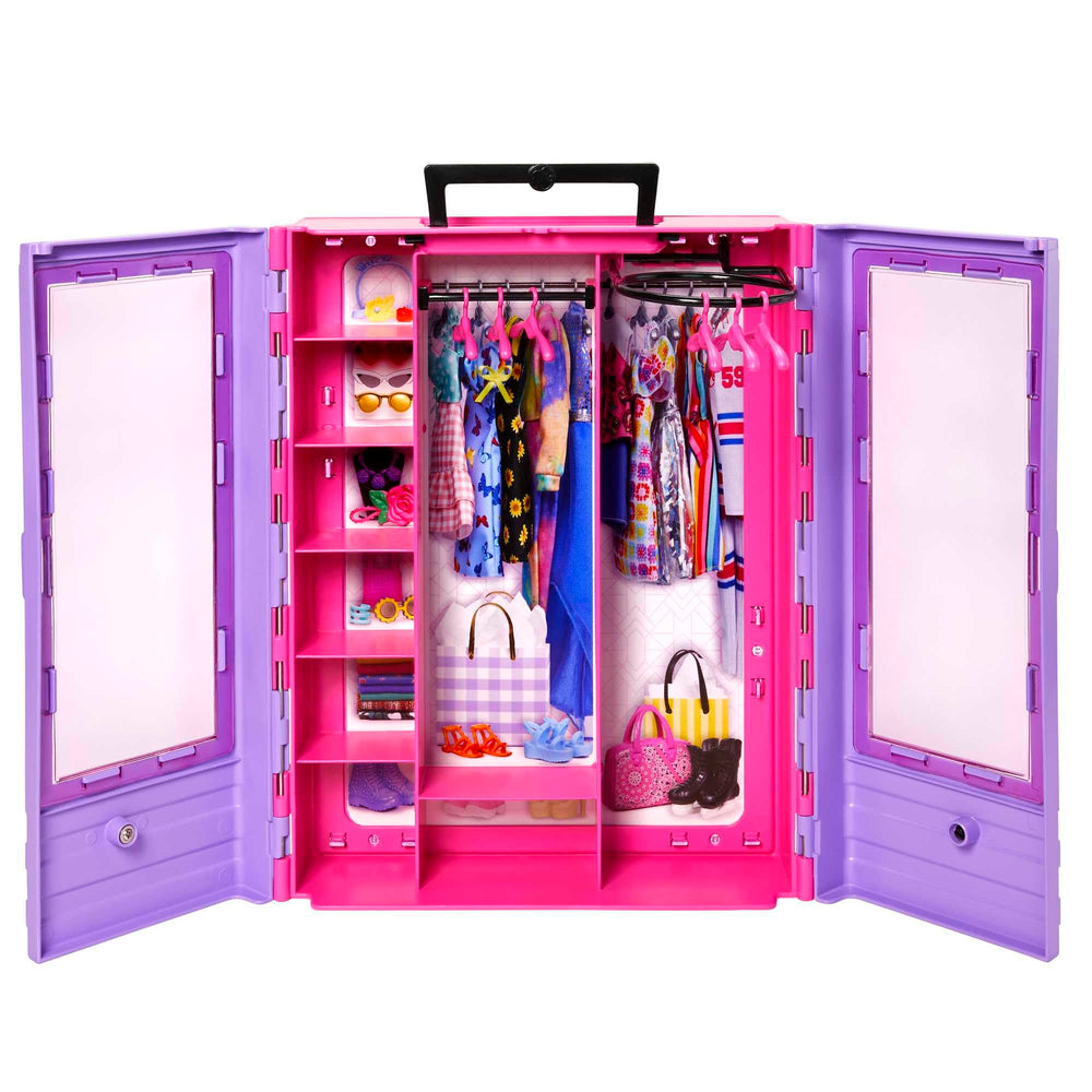 Barbie Fashionistas Ultimate Closet fold-out rack supports easy dress changes