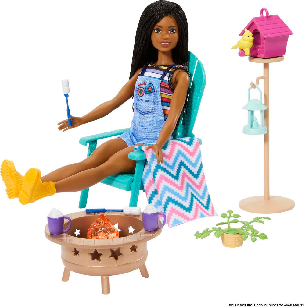 Barbie firepit with marshmallows for pretend camping