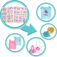 Barbie foil sheets and sticker sheets provide patterns for designing multiple looks